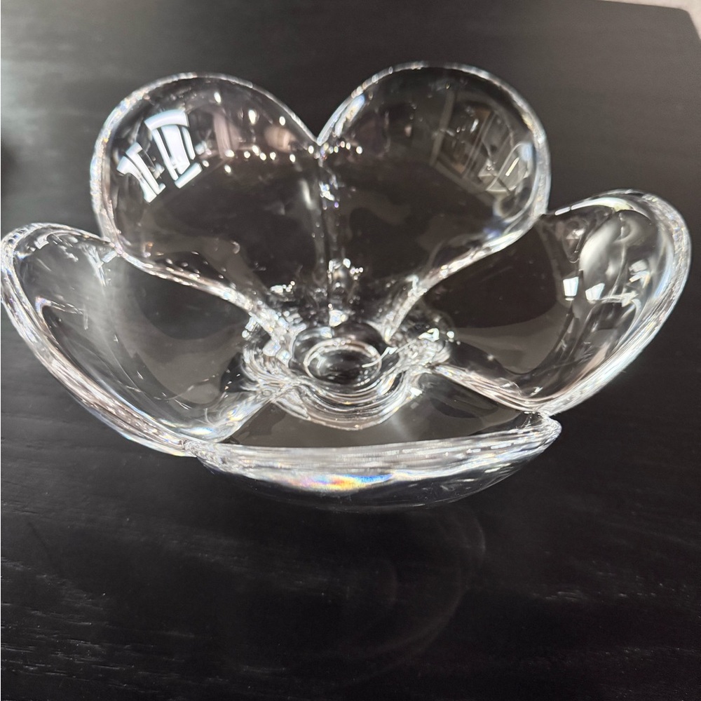 Vintage Orrefors Lars Hellsten Crystal 5 petal Flower Bowl - Picture 3 of 7